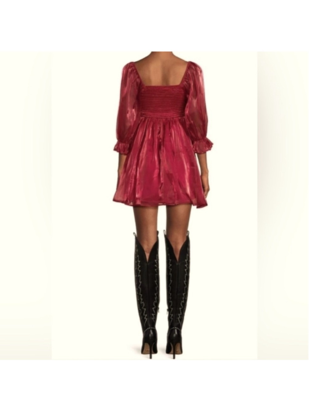 Thirty Thirty LA Chiffon Babydoll Dress Red Mini Medium Sexy Chic Shiny Red $69 - Picture 6 of 10